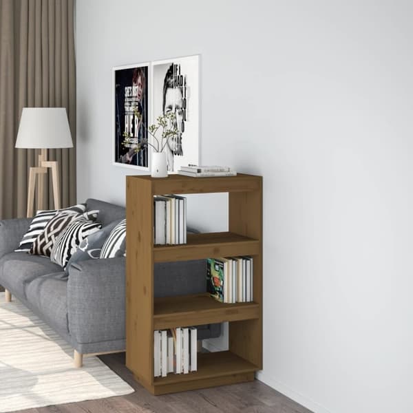 vidaXL bogreol/rumdeler 60x35x103 cm massivt fyrretræ gyldenbrun -  Bogskabe & reoler