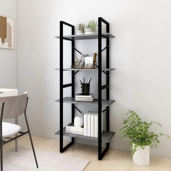 vidaXL Bokhylla 4 hyllplan grå 60x30x140 cm massiv furu -  Bokhyllor & fristående hyllor