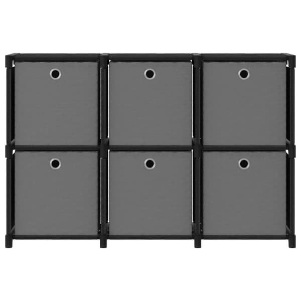 vidaXL reol med 6 rum og kasser 103x30x72,5 cm stof sort -  Bogskabe & reoler