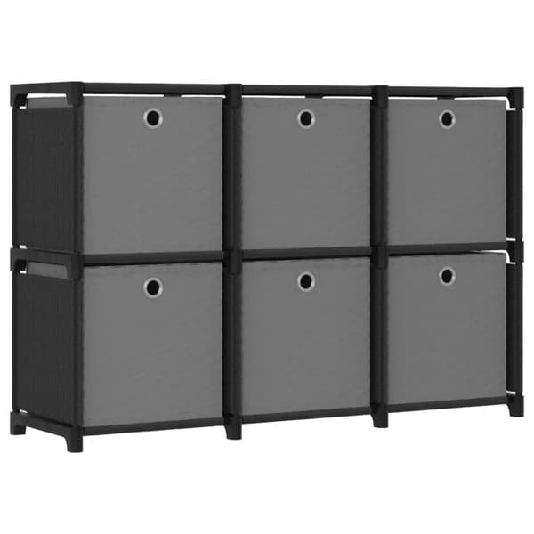 vidaXL reol med 6 rum og kasser 103x30x72,5 cm stof sort -  Bogskabe & reoler