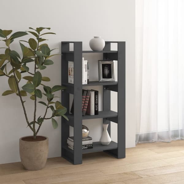 vidaXL bogreol/rumdeler 60x35x125 cm massivt træ grå - Bogskabe & reoler
