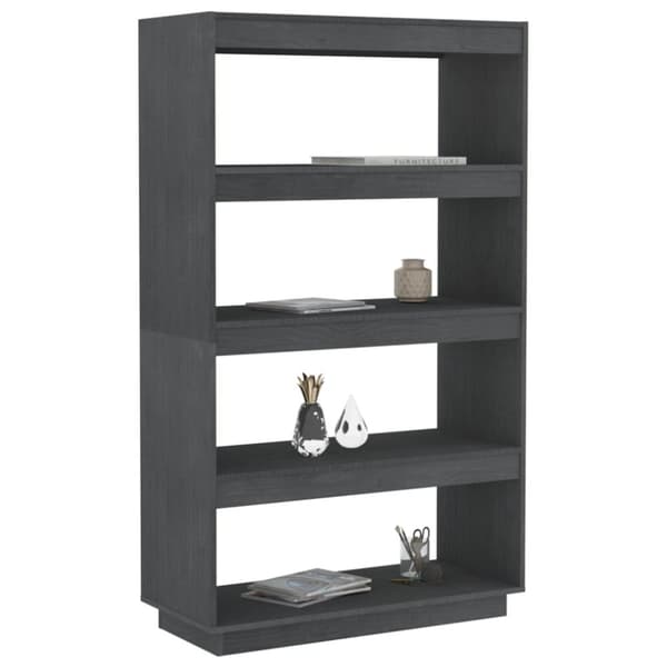vidaXL Kirjahylly/tilanjakaja harmaa 80x35x135 cm täysi mänty - Kirjahyllyt