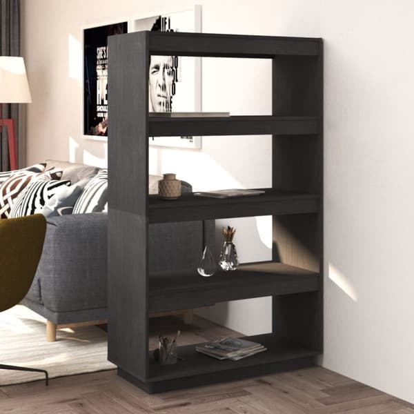 vidaXL Kirjahylly/tilanjakaja harmaa 80x35x135 cm täysi mänty - Kirjahyllyt