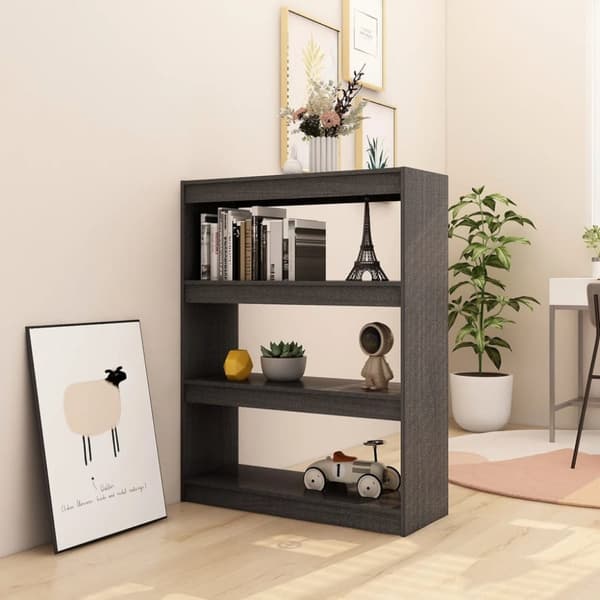 vidaXL bogskab/rumdeler 100x30x103 cm massivt fyrretræ grå -  Bogskabe & reoler