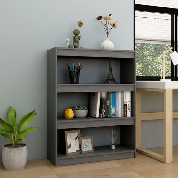 vidaXL bogskab/rumdeler 100x30x103 cm massivt fyrretræ grå -  Bogskabe & reoler