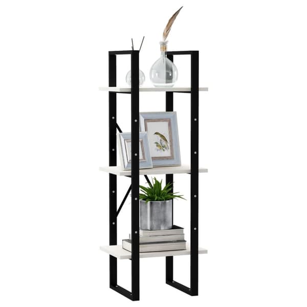 vidaXL bogreol med 3 hylder 40x30x105 cm massivt fyrretræ hvid - Bogskabe & reoler