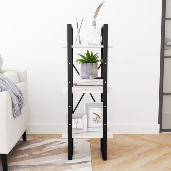 vidaXL bogreol med 3 hylder 40x30x105 cm massivt fyrretræ hvid - Bogskabe & reoler