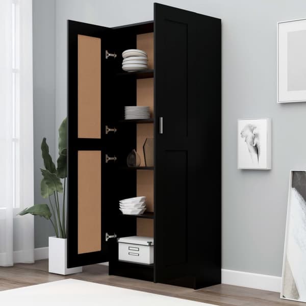 vidaXL bogskab 82,5x30,5x185,5 cm spånplade sort -  Bogskabe & reoler