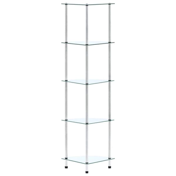 vidaXL reol 5 hylder 30x30x130 hærdet glas transparent -  Bogskabe & reoler
