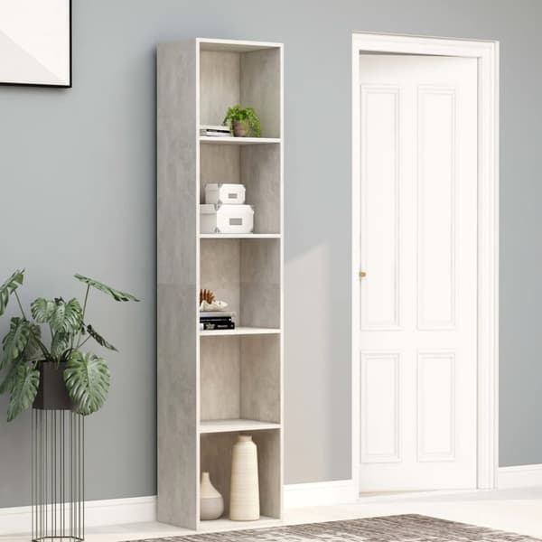 vidaXL bogskab 40 x 30 x 189 cm spånplade betongrå - Bogskabe & reoler