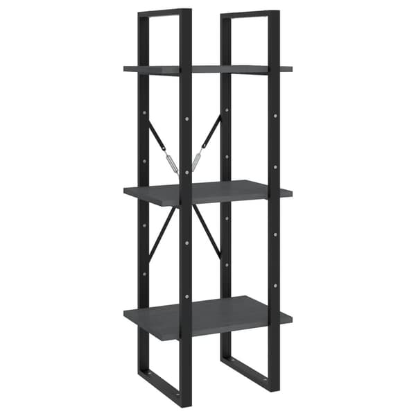 vidaXL bogreol med 3 hylder 40x30x105 cm massivt fyrretræ grå - Bogskabe & reoler