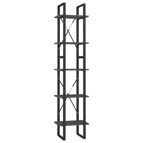 vidaXL bogreol med 5 hylder 40x30x175 cm fyrretræ grå - Bogskabe & reoler