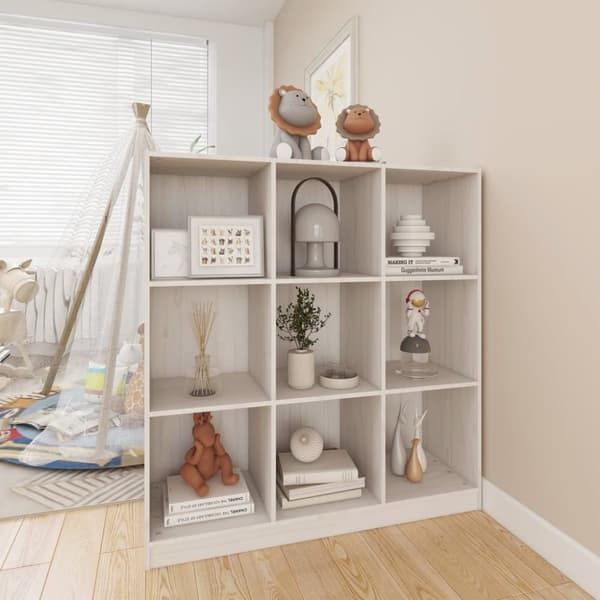vidaXL bogskab/rumdeler 104x33,5x110 cm massivt fyrretræ hvid -  Bogskabe & reoler