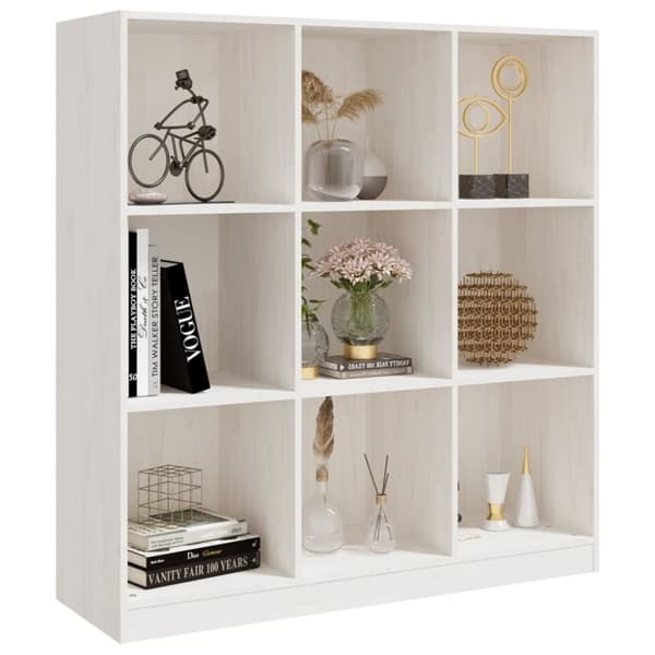 vidaXL bogskab/rumdeler 104x33,5x110 cm massivt fyrretræ hvid -  Bogskabe & reoler