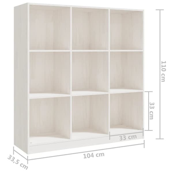 vidaXL bogskab/rumdeler 104x33,5x110 cm massivt fyrretræ hvid -  Bogskabe & reoler