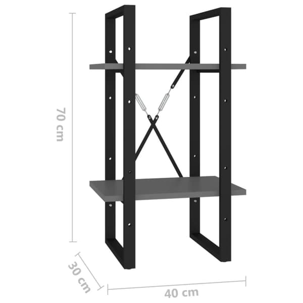vidaXL 2-tasoinen kirjahylly harmaa 40x30x70 cm tekninen puu -  Kirjahyllyt