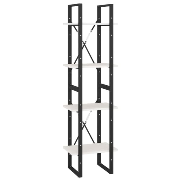 vidaXL bogreol med 4 hylder 40x30x140 cm massivt fyrretræ hvid -  Bogskabe & reoler