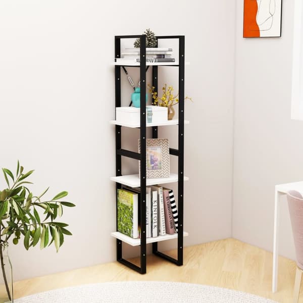 vidaXL bogreol med 4 hylder 40x30x140 cm massivt fyrretræ hvid -  Bogskabe & reoler