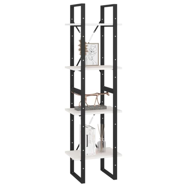 vidaXL bogreol med 4 hylder 40x30x140 cm massivt fyrretræ hvid -  Bogskabe & reoler