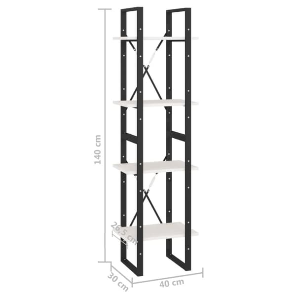vidaXL bogreol med 4 hylder 40x30x140 cm massivt fyrretræ hvid -  Bogskabe & reoler