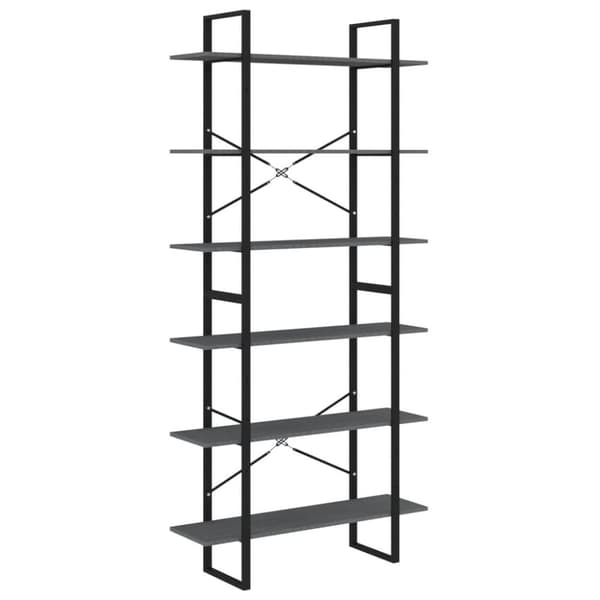 vidaXL Korkea kaappi harmaa 100x30x210 cm täysi mänty -  Kirjahyllyt