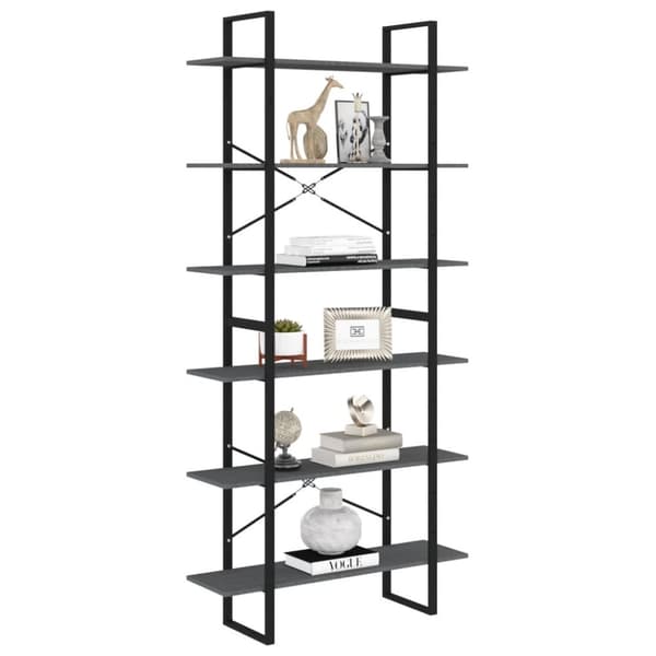 vidaXL Korkea kaappi harmaa 100x30x210 cm täysi mänty -  Kirjahyllyt