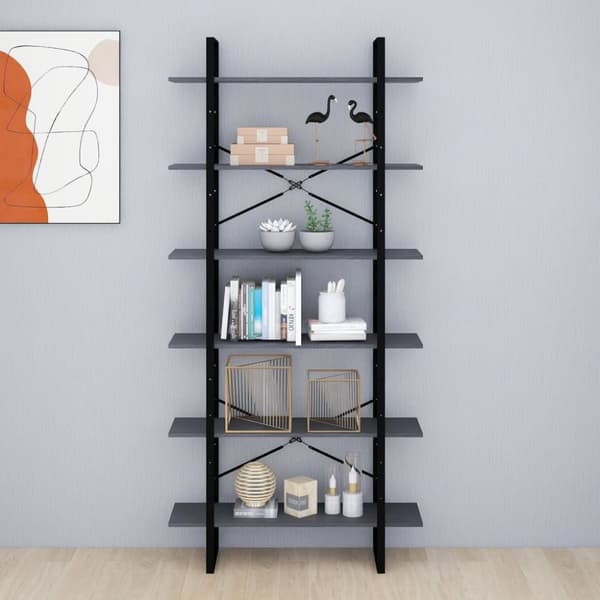 vidaXL Korkea kaappi harmaa 100x30x210 cm täysi mänty -  Kirjahyllyt