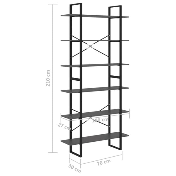 vidaXL Korkea kaappi harmaa 100x30x210 cm täysi mänty -  Kirjahyllyt