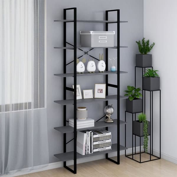 vidaXL Korkea kaappi harmaa 100x30x210 cm täysi mänty -  Kirjahyllyt