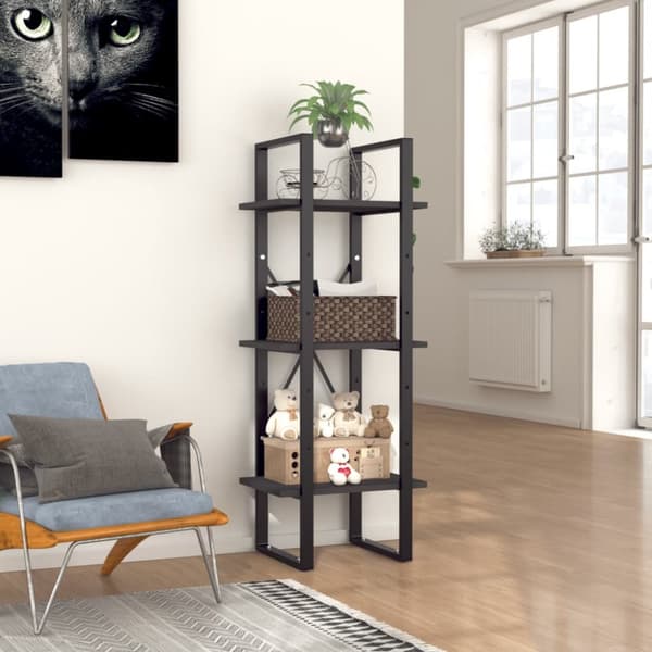 vidaXL 3-tasoinen kirjahylly harmaa 40x30x105 cm tekninen puu -  Kirjahyllyt