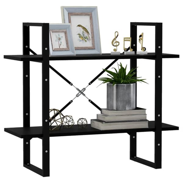vidaXL 2-tasoinen kirjahylly musta 80x30x70 cm täysi mänty - Kirjahyllyt