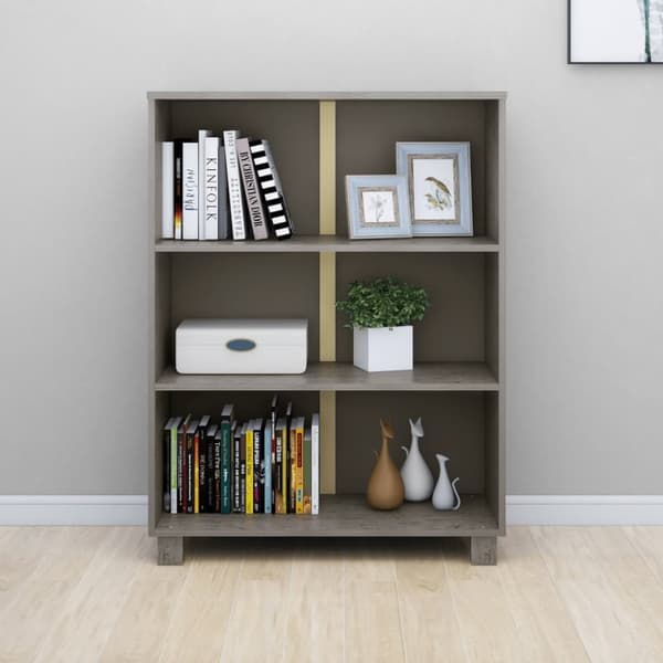 vidaXL bogskab HAMAR 85x35x112 cm massivt fyrretræ lysegrå -  Bogskabe & reoler
