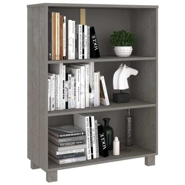 vidaXL bogskab HAMAR 85x35x112 cm massivt fyrretræ lysegrå -  Bogskabe & reoler