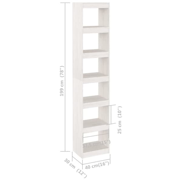 vidaXL Bokhylla/Rumsavdelare vit 40x30x199 cm massiv furu - Bokhyllor & fristående hyllor