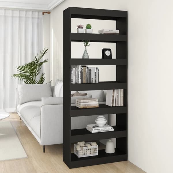 vidaXL Bokhylla/Rumsavdelare svart 80x30x198 cm konstruerat trä -  Bokhyllor & fristående hyllor