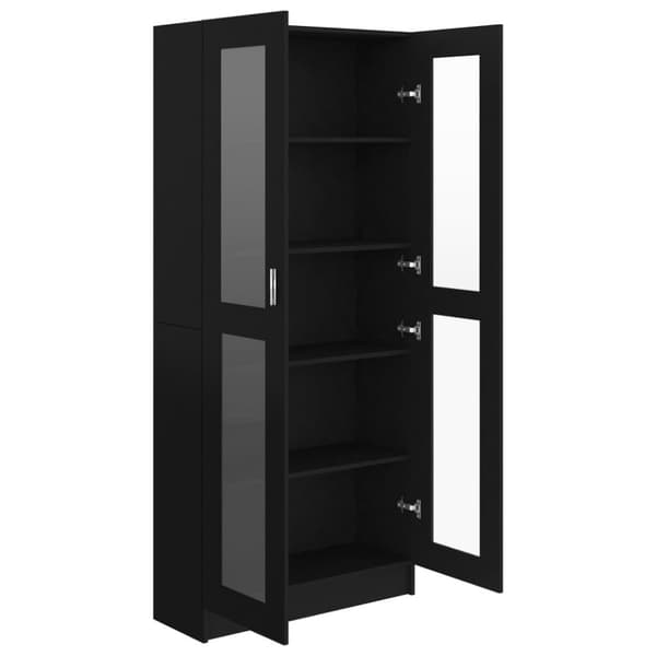 vidaXL vitrineskab 82,5x30,5x185,5 cm spånplade sort -  Bogskabe & reoler