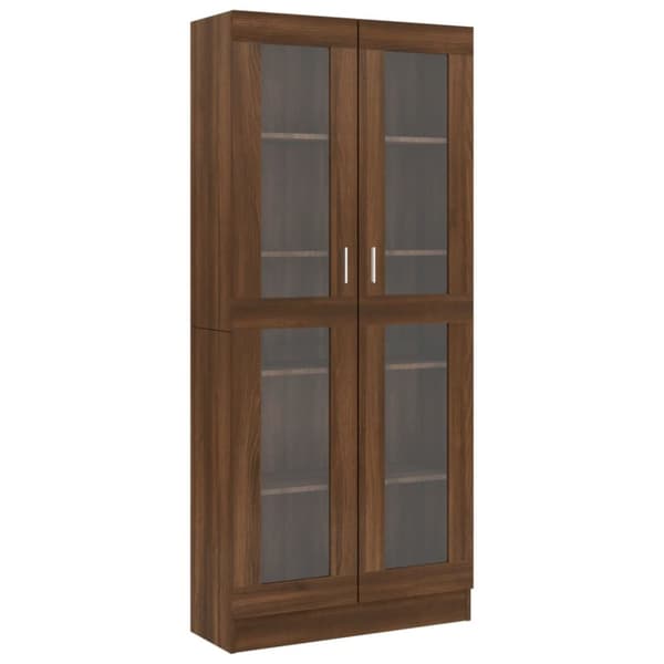 vidaXL Vitriinikaappi ruskea tammi 82,5x30,5x185,5 cm tekninen puu -  Kirjahyllyt