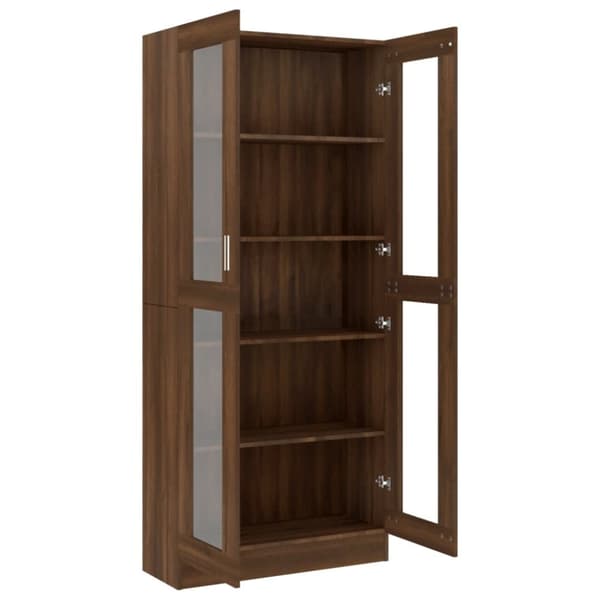 vidaXL Vitriinikaappi ruskea tammi 82,5x30,5x185,5 cm tekninen puu -  Kirjahyllyt