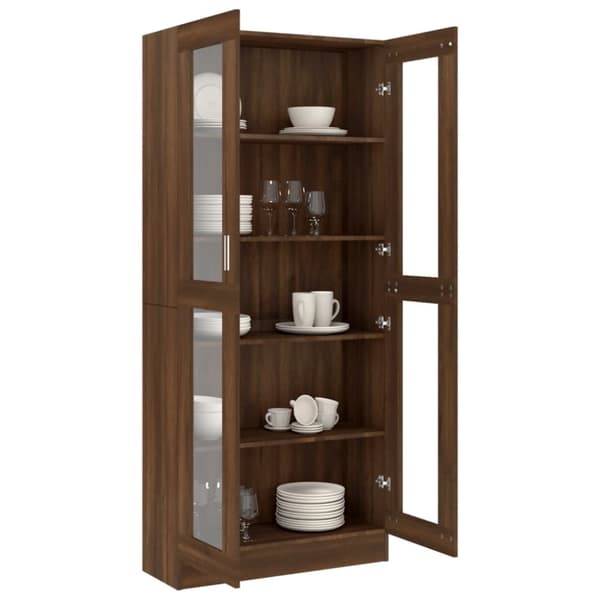 vidaXL Vitriinikaappi ruskea tammi 82,5x30,5x185,5 cm tekninen puu -  Kirjahyllyt