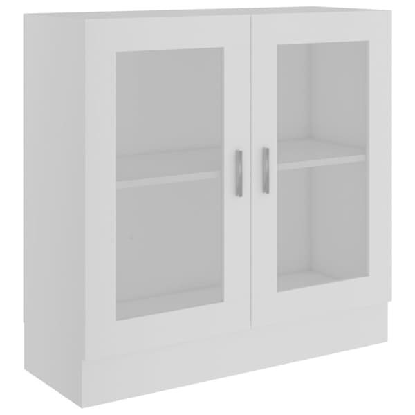 vidaXL vitrineskab 82,5x30,5x80 cm konstrueret træ hvid -  Bogskabe & reoler