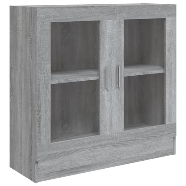 vidaXL vitrineskab 82,5x30,5x80 cm konstrueret træ grå sonoma-eg - Bogskabe & reoler