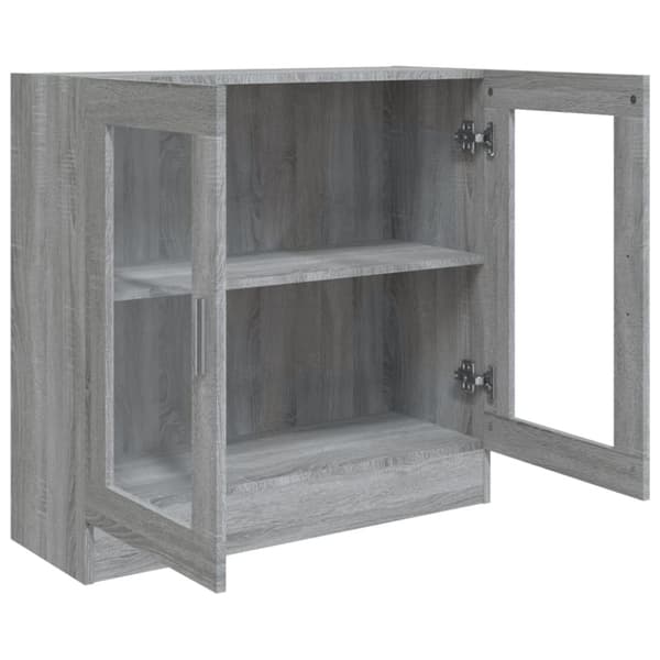 vidaXL vitrineskab 82,5x30,5x80 cm konstrueret træ grå sonoma-eg - Bogskabe & reoler