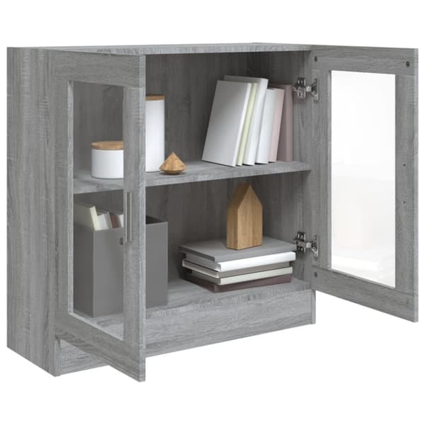 vidaXL vitrineskab 82,5x30,5x80 cm konstrueret træ grå sonoma-eg - Bogskabe & reoler