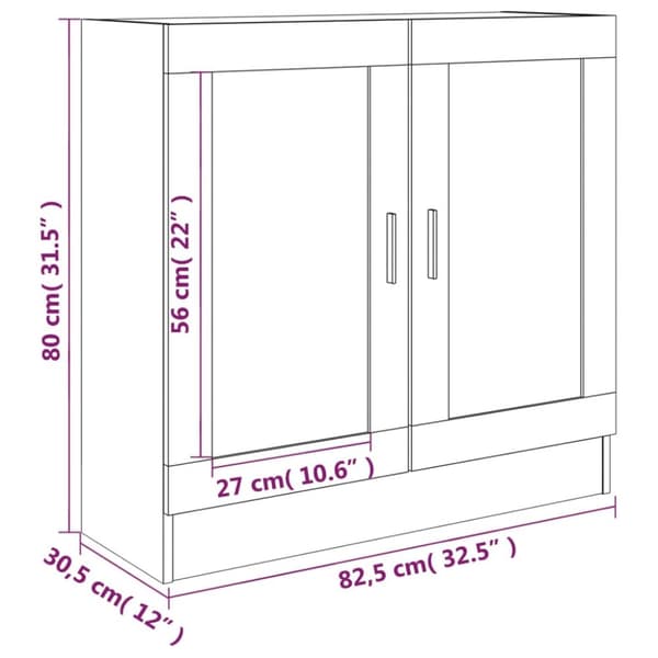 vidaXL vitrineskab 82,5x30,5x80 cm konstrueret træ grå sonoma-eg - Bogskabe & reoler