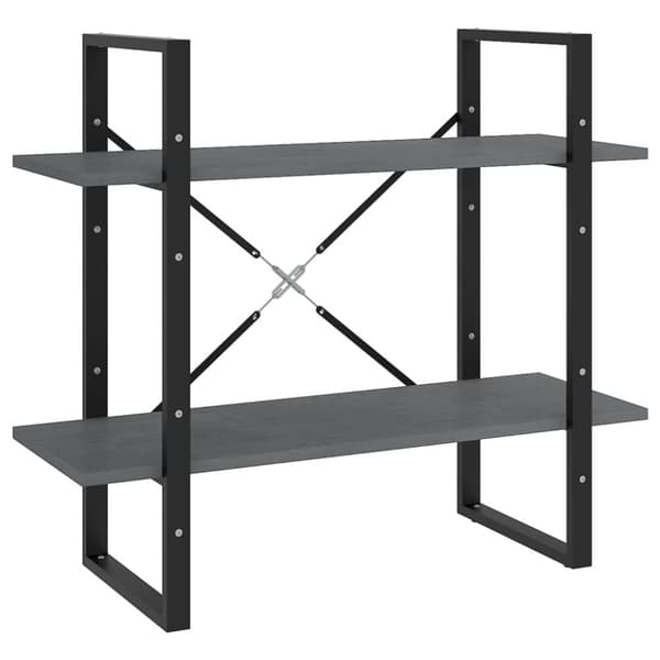 vidaXL bogreol med 2 hylder 80x30x70 cm massivt fyrretræ grå -  Bogskabe & reoler