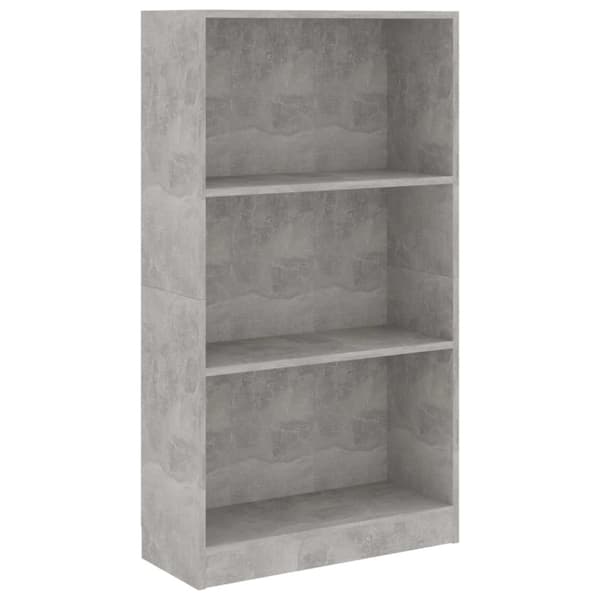 vidaXL bogreol med 3 hylder 60x24x109 cm konstrueret træ betongrå -  Bogskabe & reoler