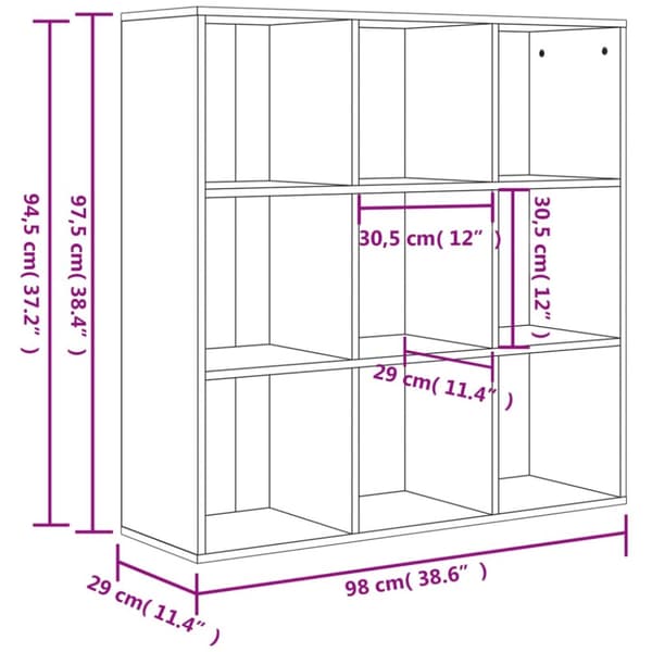 vidaXL bogreol 98x29x97,5 cm konstrueret træ betongrå -  Bogskabe & reoler