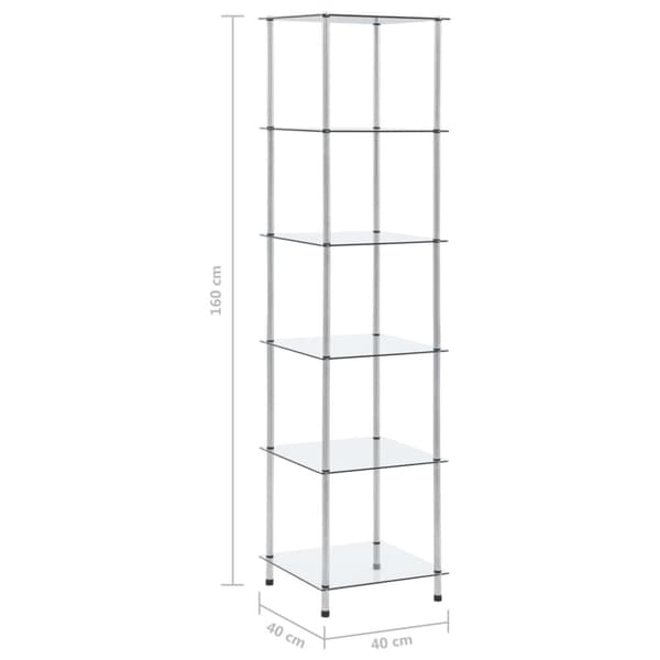 vidaXL 6-kerroksinen hylly läpinäkyvä 40x40x160 cm karkaistu lasi -  Kirjahyllyt
