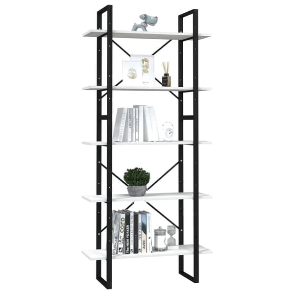 vidaXL bogreol med 5 hylder 80x30x175 cm fyrretræ hvid -  Bogskabe & reoler