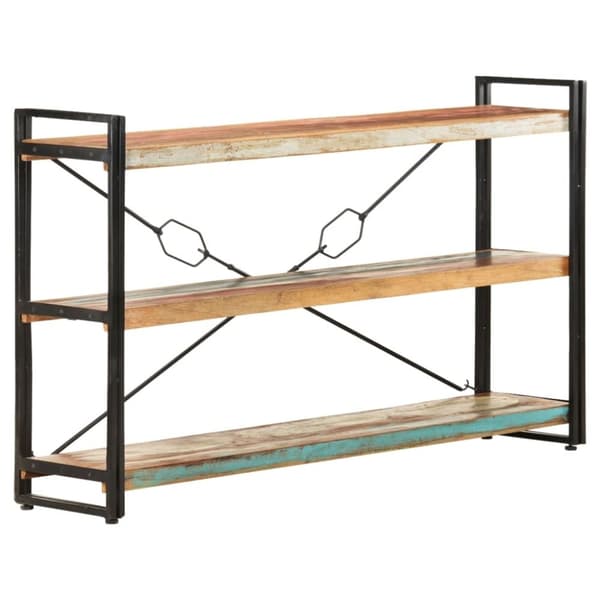 vidaXL bogreol med 3 hylder 140x30x80 massivt genbrugstræ -  Bogskabe & reoler